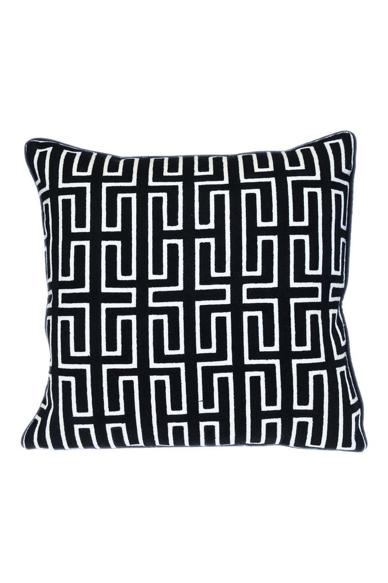 Milo Embroidered Throw Pillow, Main, color, BLACK