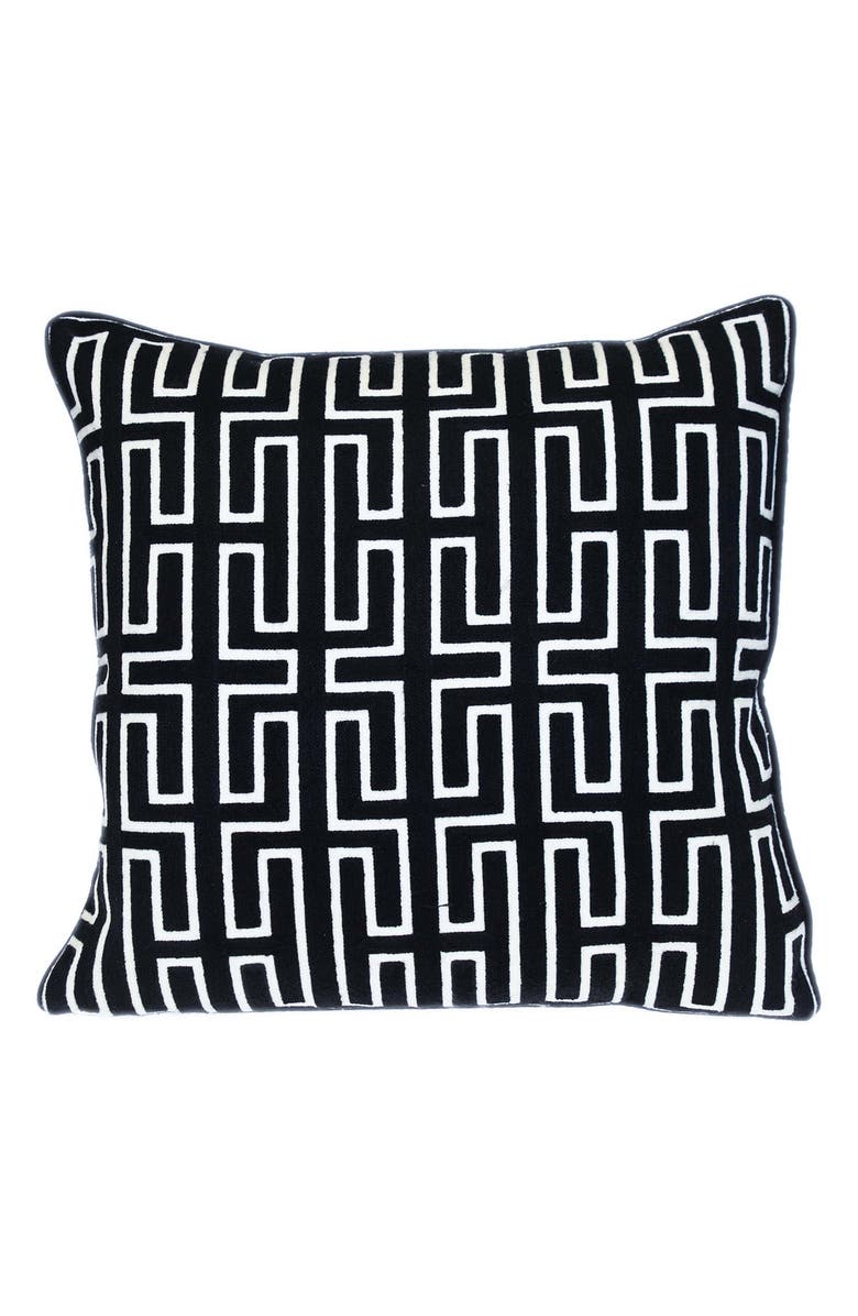 PARKLAND COLLECTION Milo Embroidered Throw Pillow, Main, color, Black