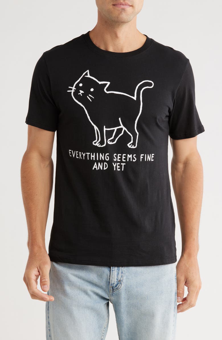 Goodie Two Sleeves Everything's Fine Cotton Graphic T-Shirt, Main, color, Black