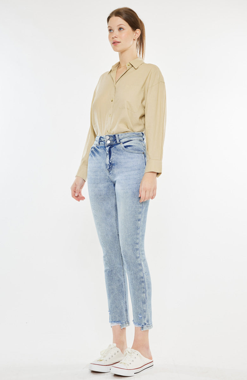 Kancan Cadence Ultra High Rise Slim Straight Leg Jeans In Blue