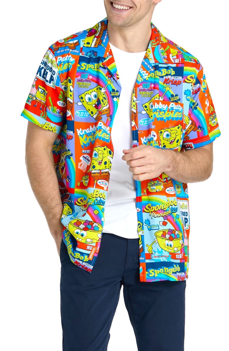 OppoSuits SpongeBob Breakfast Camp Shirt, Main, color, Blue