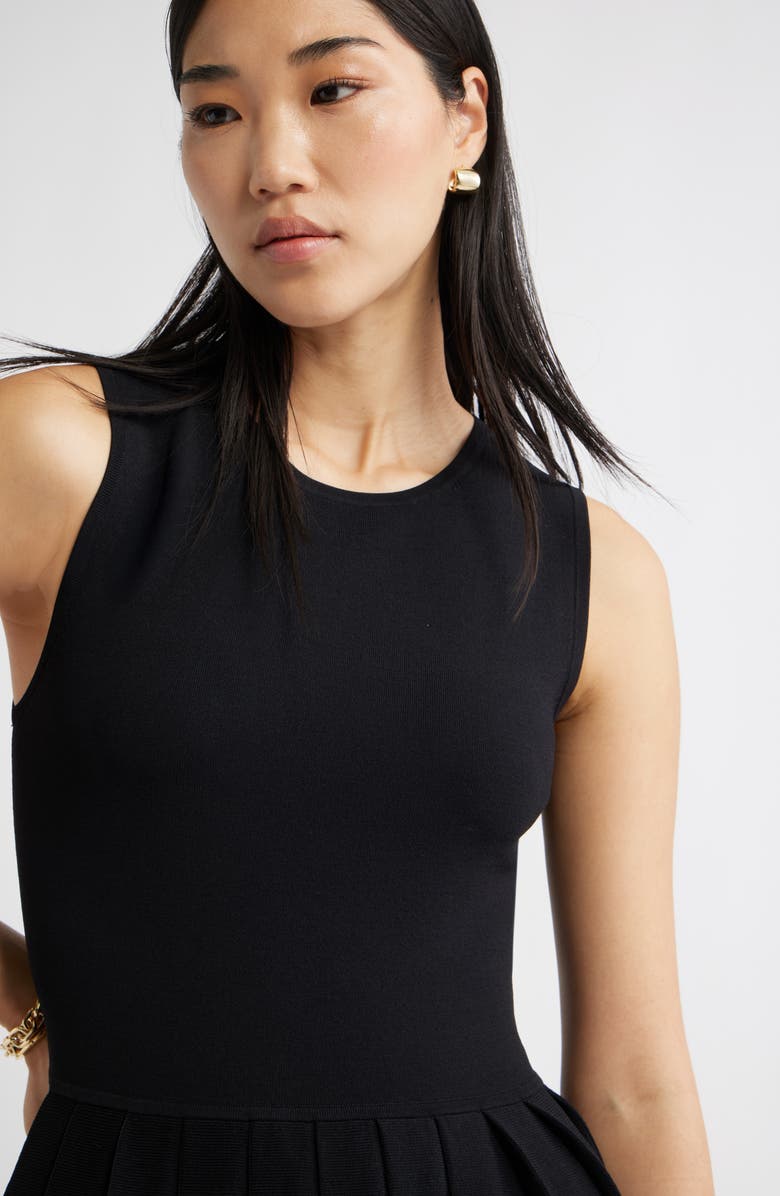 Nordstrom Sleeveless Pleated Sweater Dress, Alternate, color, Black