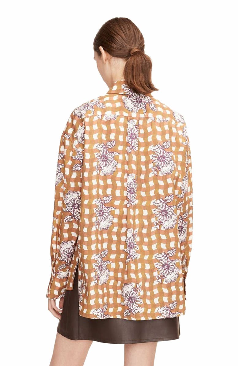 Rebecca Taylor Gingham Daisy Button Down, Alternate, color, Daisey Toffee Combo