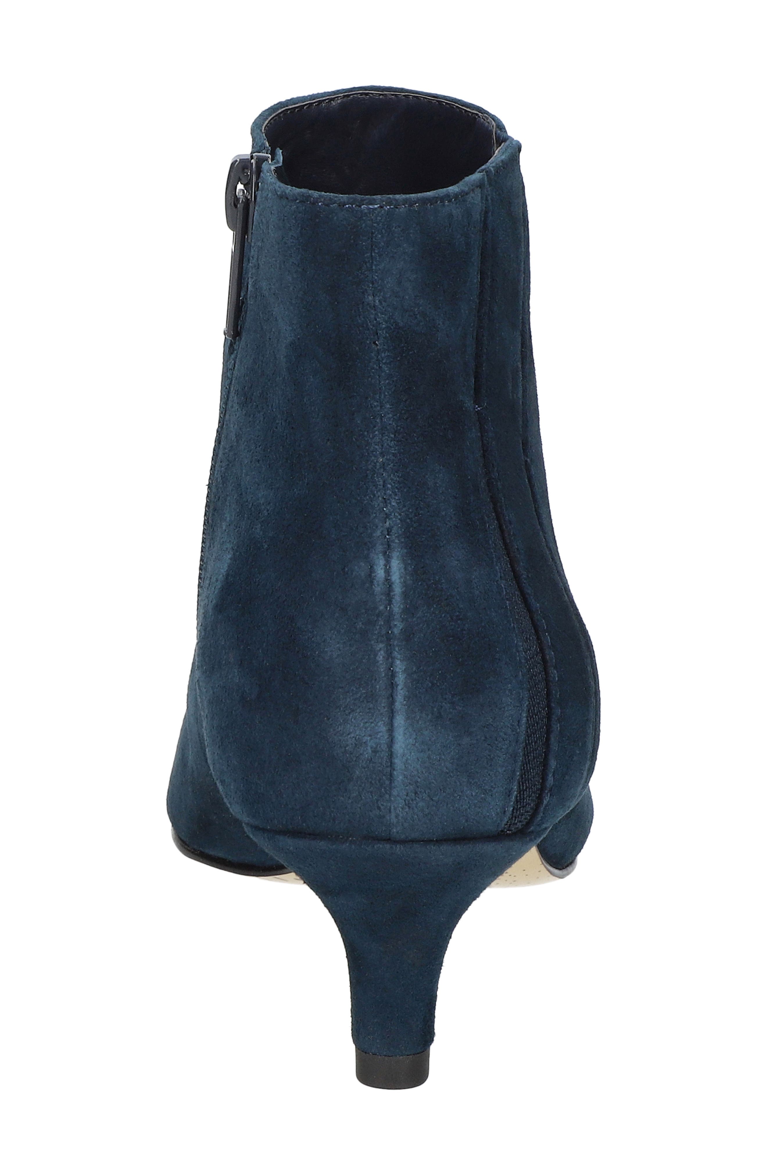 Bella Vita Faraday Pointed Toe Kitten Heel Bootie, Alternate, color, Navy Kidsuede Leather