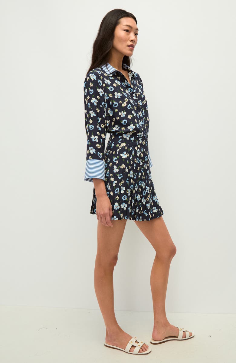 Veronica Beard Maia Mixed Print Double Collar Silk Blend Button-Up Shirt, Alternate, color, 