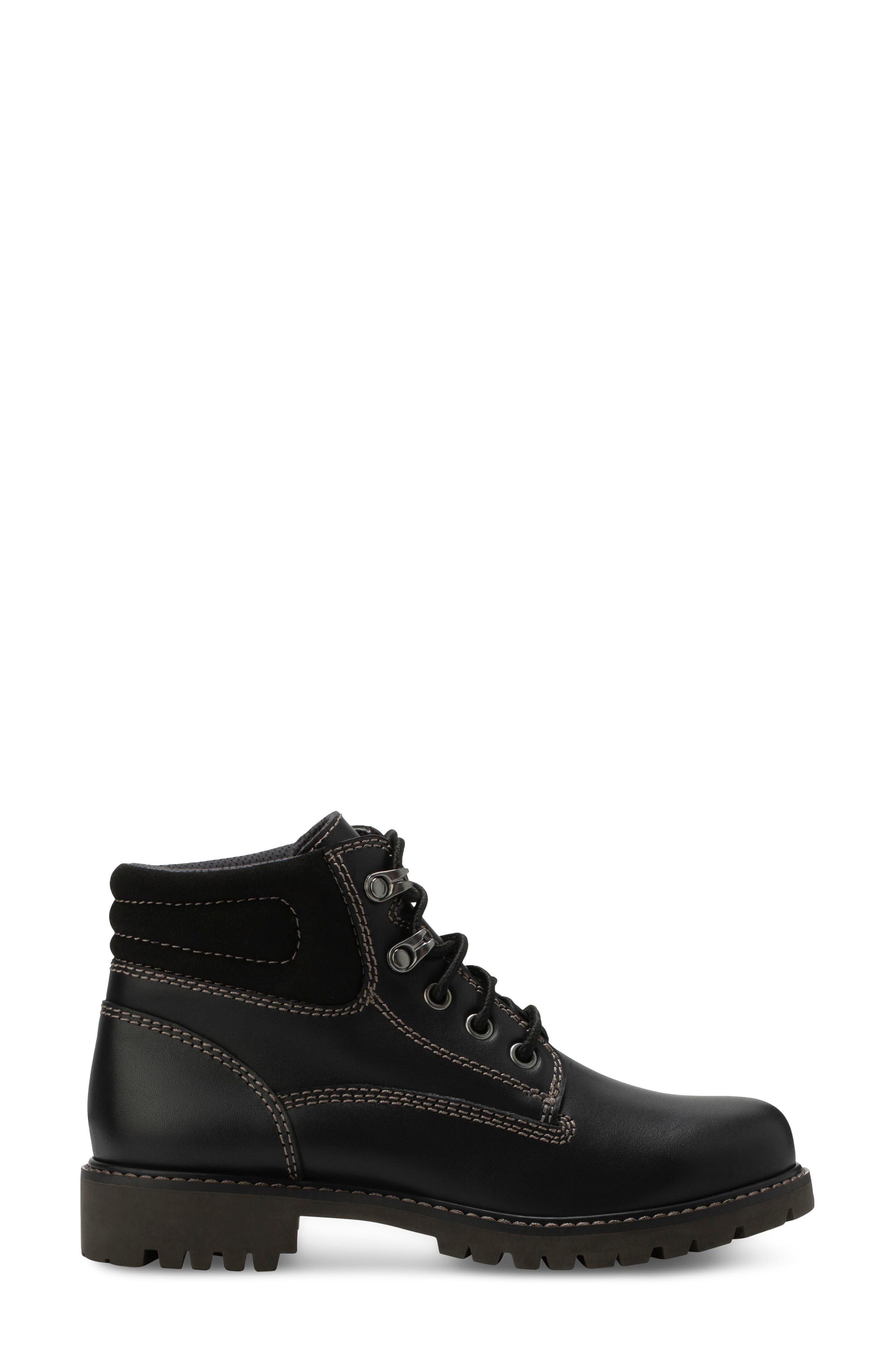 Edina Leather Hiking Boot, Alternate, color, BLACK