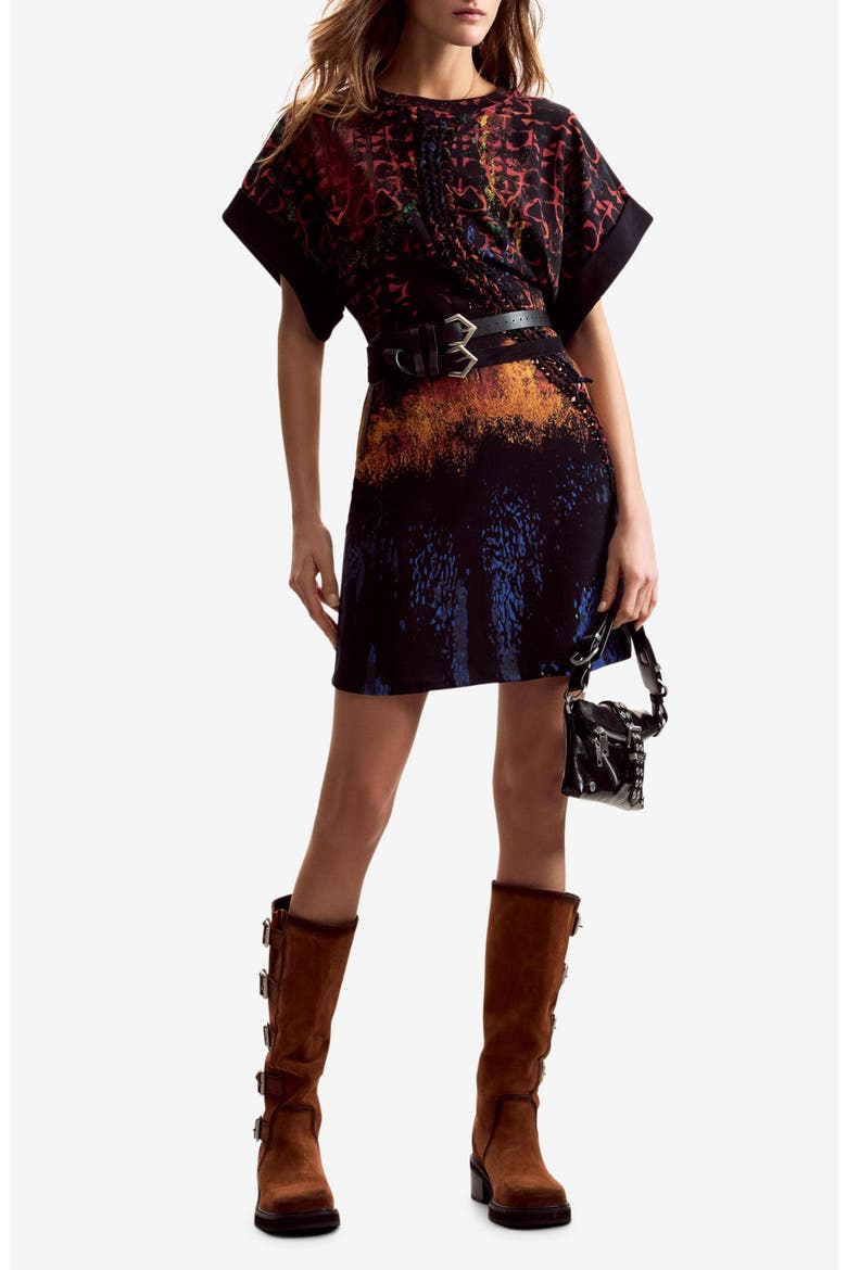 Printed T-Shirt Minidress, Main, color, BLACK MULTI