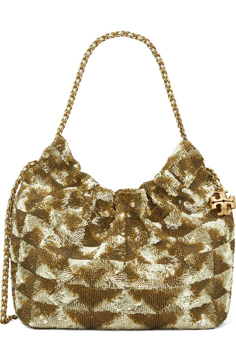 Tory Burch Mini Fleming Sequin Hobo Bag, Main, color,