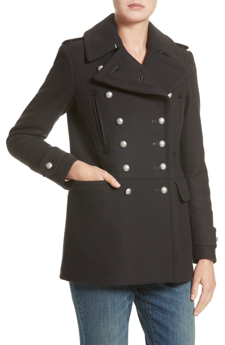 Burberry Milbridgen Wool Blend Military Coat, Alternate, color, 