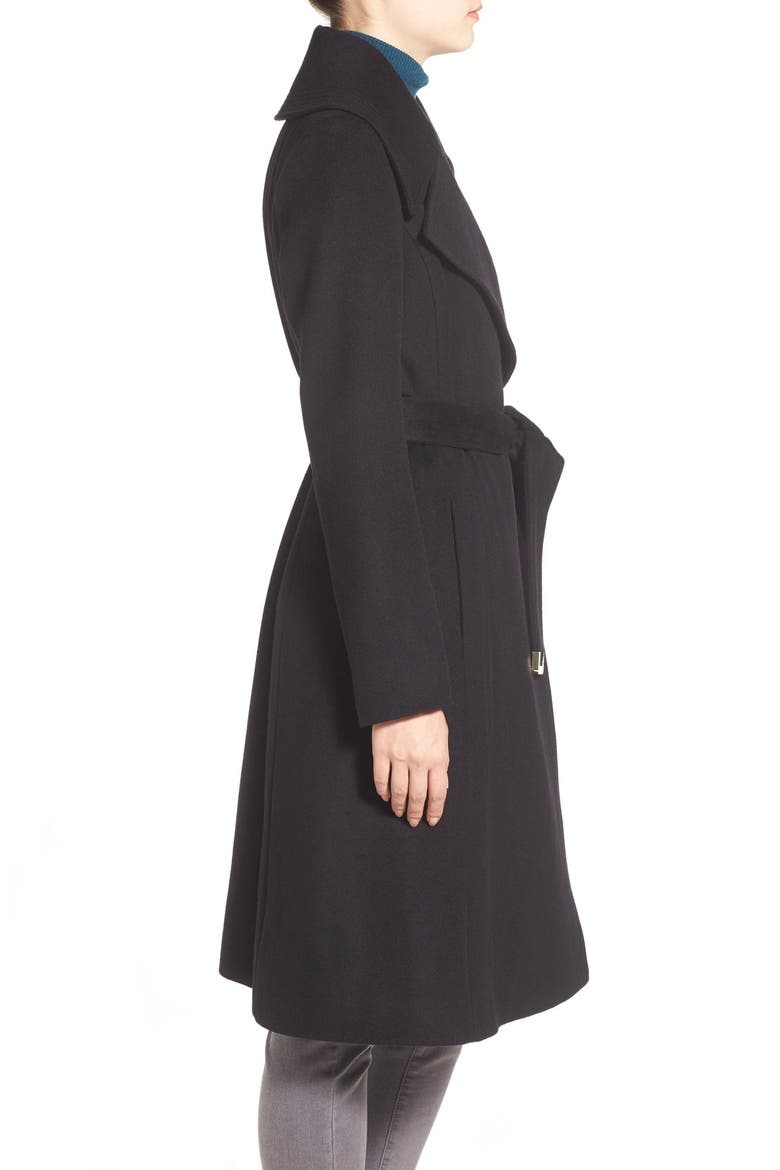 Long Wool Blend Wrap Coat, Alternate, color, BLACK