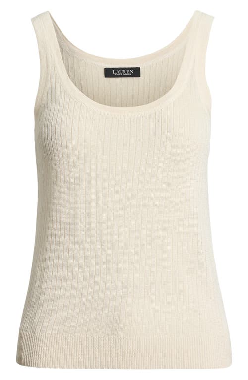 Ralph Lauren Lauren Linen Blend Rib Sweater Tank In White
