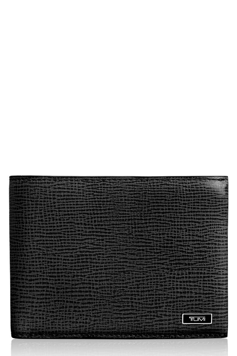 Monaco Double Billfold Leather Wallet, Main, color, BLACK