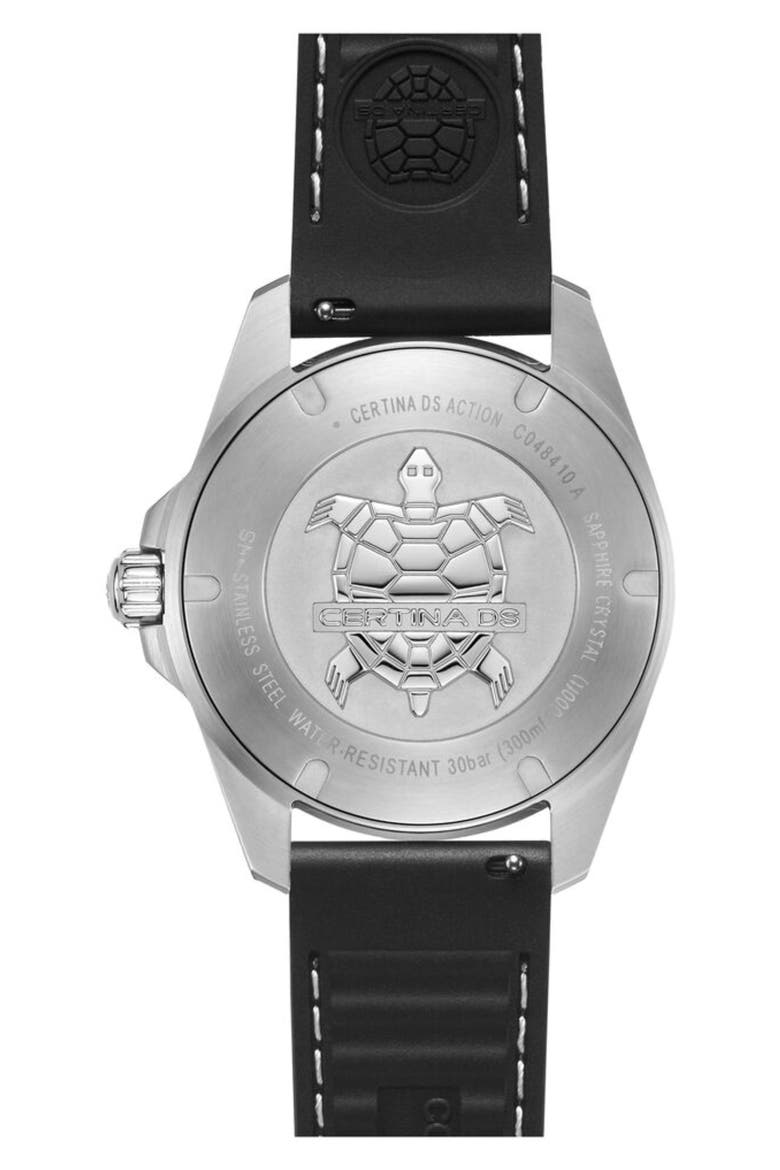 DS Action Swiss Quartz Rubber Strap Watch, 40mm, Alternate, color, STAINLESS STEEL