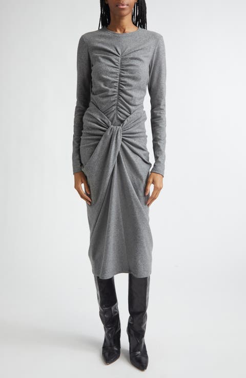 Delesa Ruched Knot Long Sleeve T-Shirt