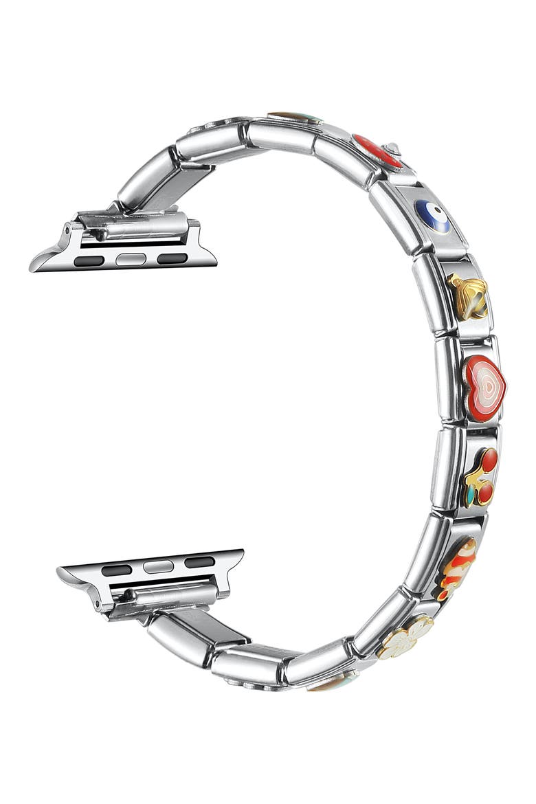Nostalgic DIY Charm Stainless Steel Apple Watch® Watchband, Alternate, color, SILVER