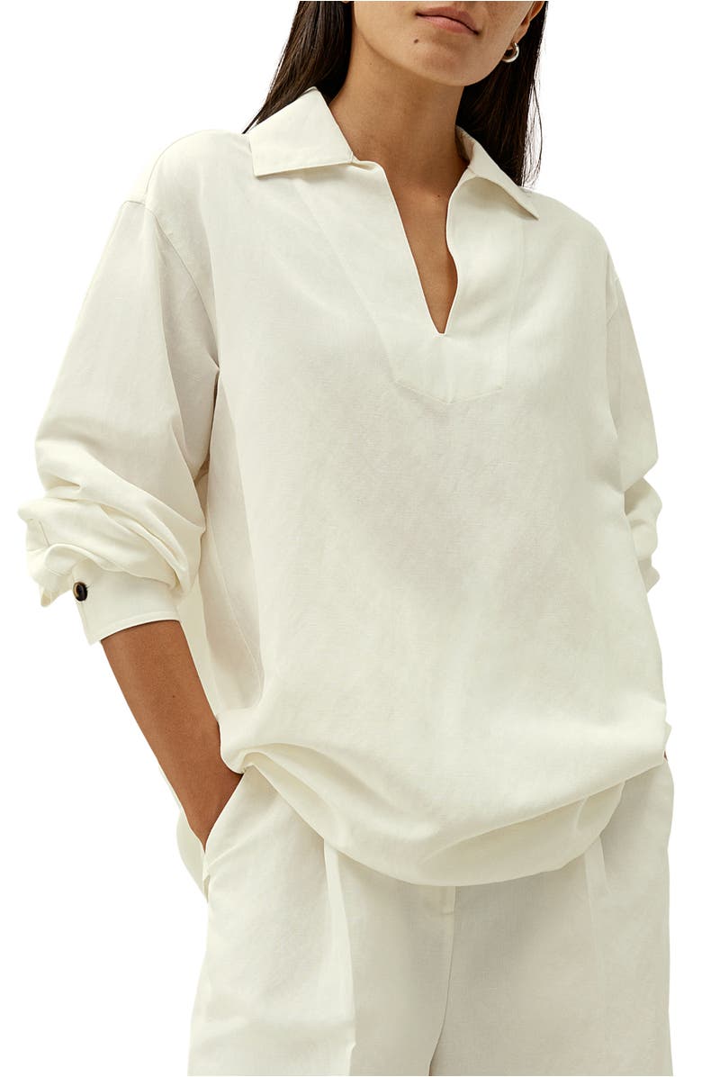 Lilysilk Oversized Silk-Linen Blend Shirt, Main, color, Natural White