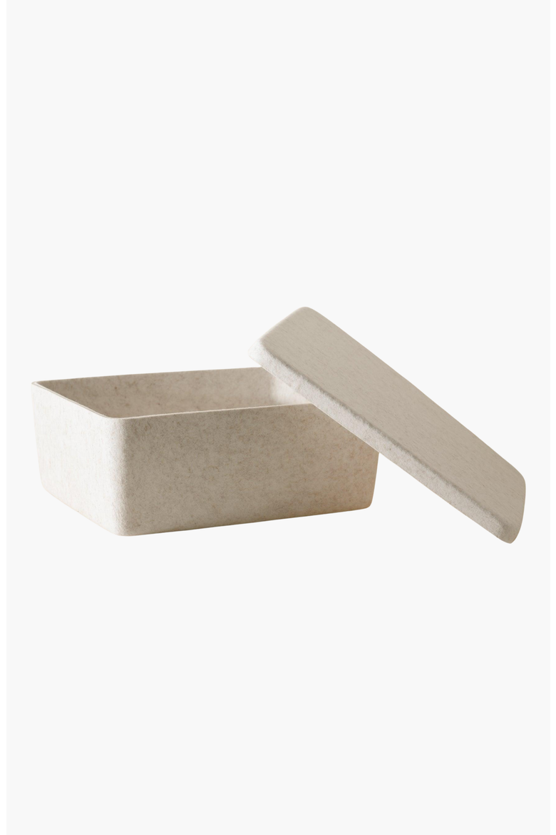 The Sculpted Bin - Large with Lid, Alternate, color, Stone - Set of 3