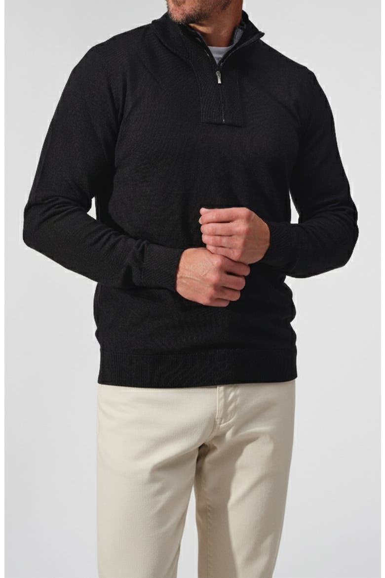 Montagna Quarter Zip Merino Wool Sweater, Main, color, BLACK