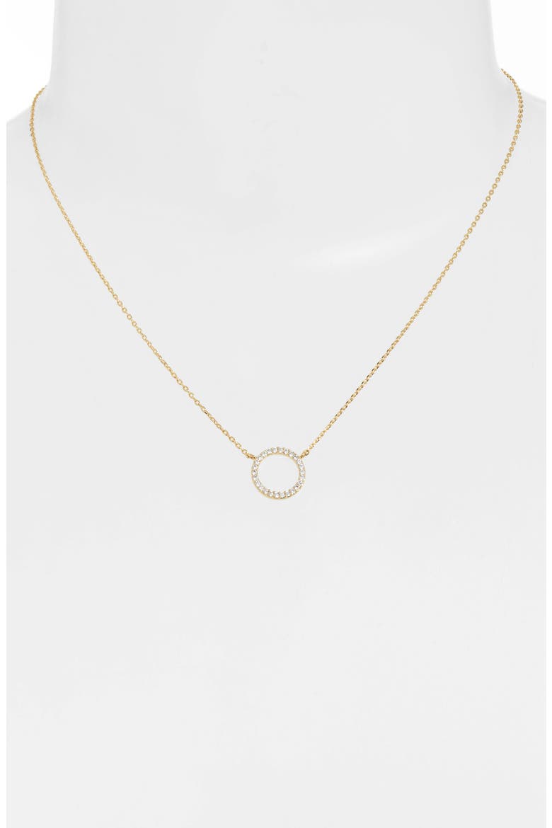 Large Pavé Crystal Circle Pendant Necklace, Alternate, color, GOLD