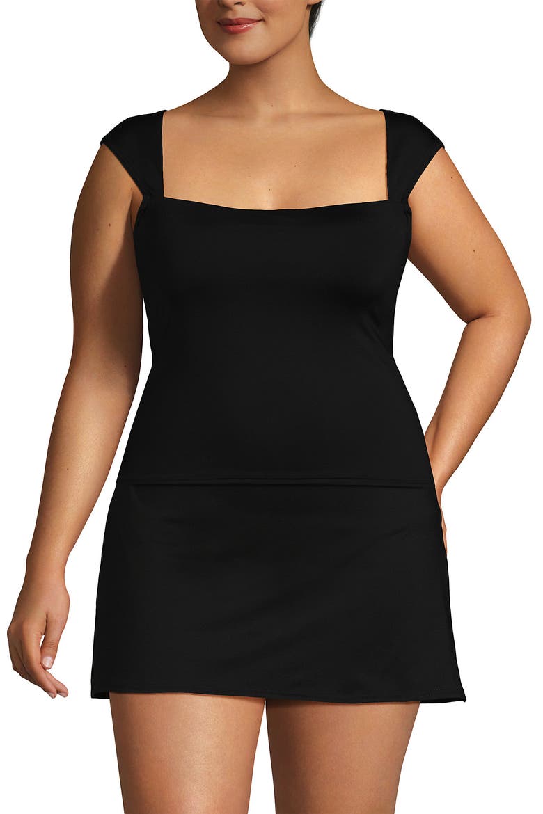 Womens Square Neck Underwire Square Back Tankini Swimsuit Top, Main, color, Black