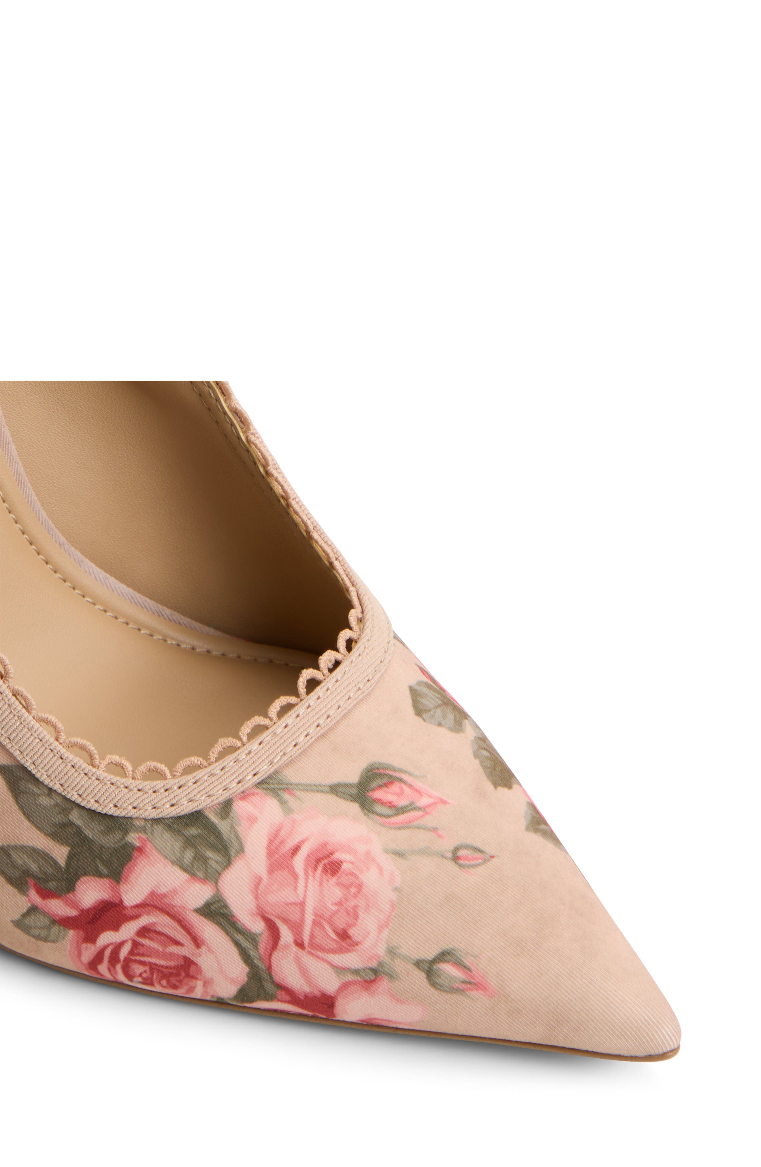 ALDO Hennie Pointed Toe Floral Slingback Pump, Alternate, color, Beige Combo