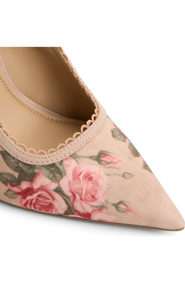 ALDO Hennie Pointed Toe Floral Slingback Pump, Alternate, color, Beige Combo