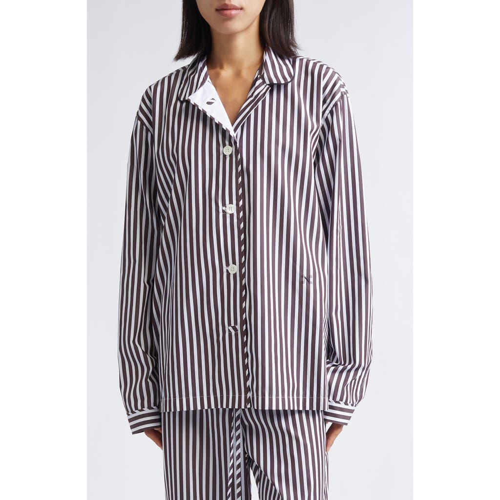 NACKIYÈ Life Is a Beach Stripe Pajama Shirt in Chocolate Stripe  product