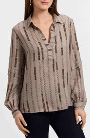 Foxcroft Frankie Chain Stripe Popover Top