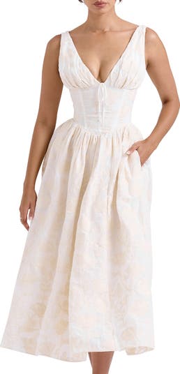 Emmelina Embroidered Corset Bodice Cocktail Dress