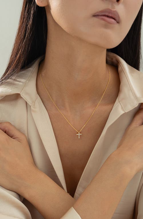 Bearfruit Jewelry 14k Gold Plated Aveline Crystal Cross Necklace Holiday Gift Guide In Gold