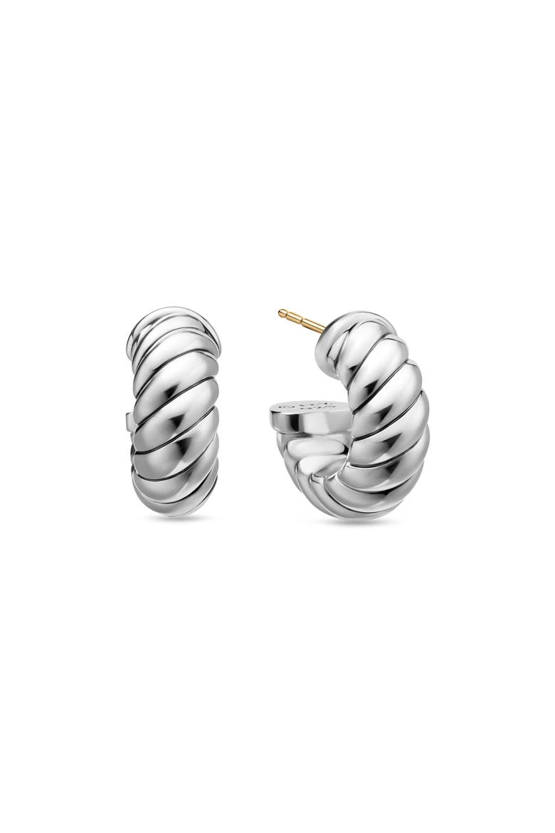 Scuplted Cable Shrimp Earrings in Sterling Silver, 20.5mm, Main, color, SILVER
