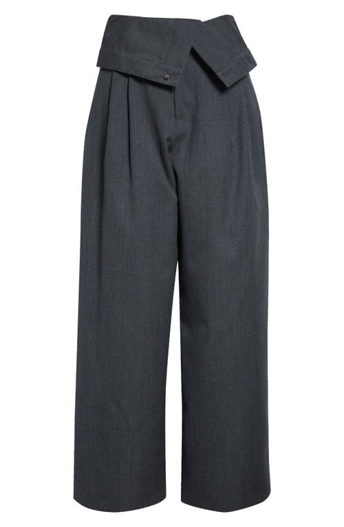 Jw Anderson Foldover Wool Trousers In Gray