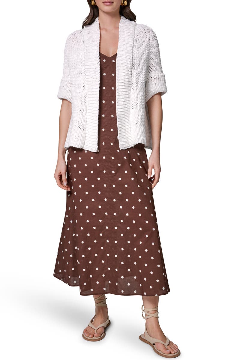 Donna Karan New York Drop Shoulder Open Front Cardigan, Alternate, color, Cream