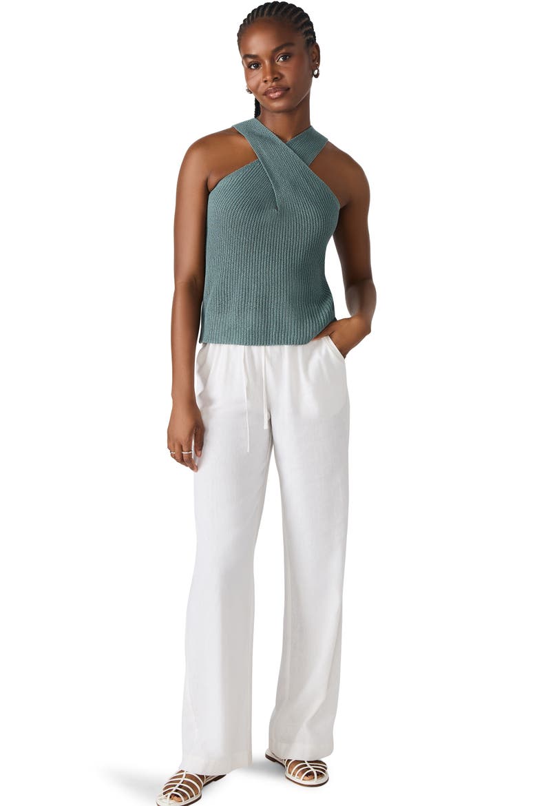 Ellery Crossover Neck Sleeveless Sweater, Alternate, color, DUSTY TEAL