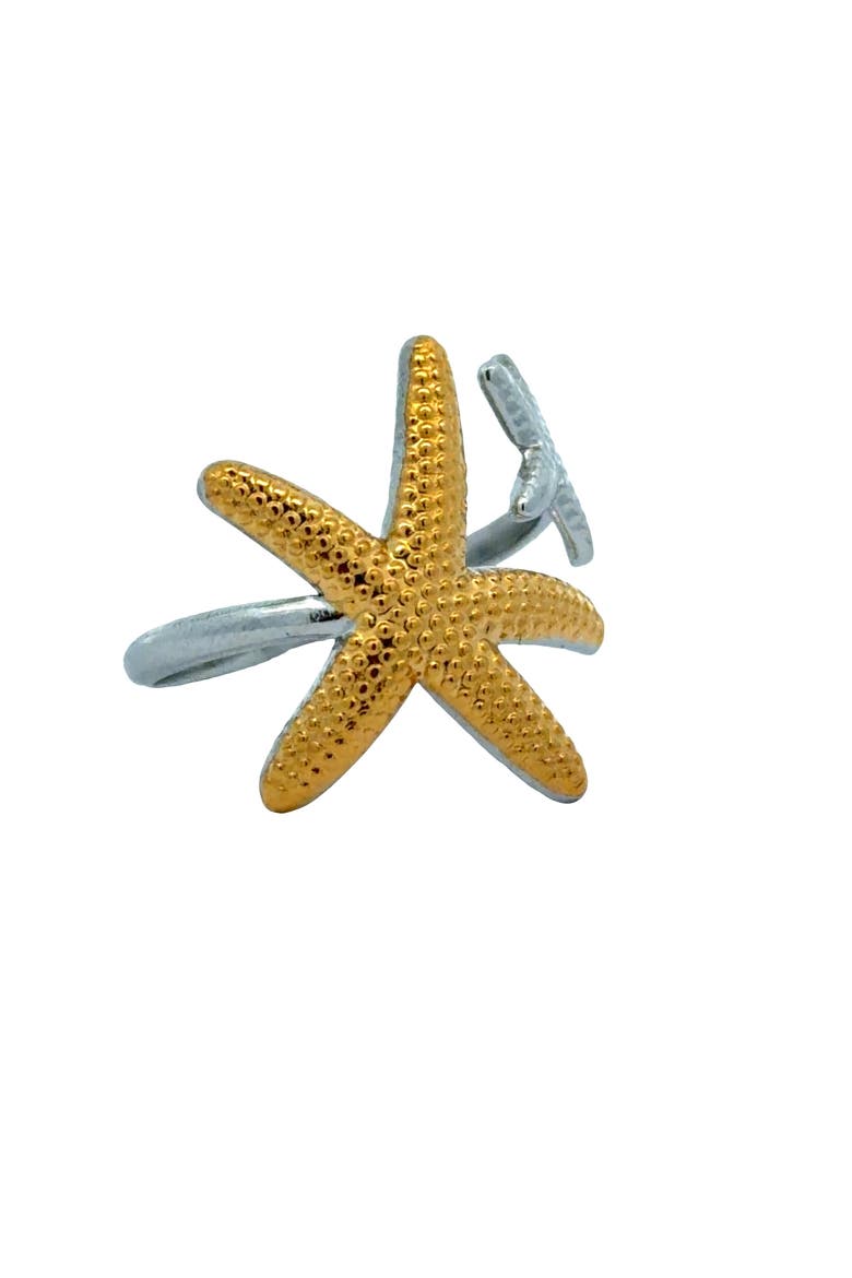 Two Tone Starfish Adjustable Ring, Alternate, color, yellow