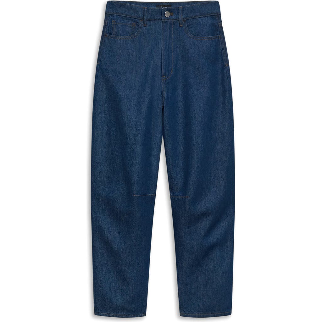 Theory Drop Crotch Barrel Leg Jeans In Indigo