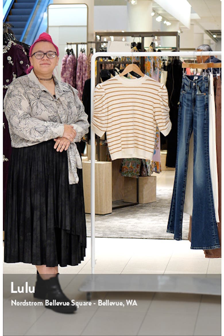 Stripe Ruched Sleeve Cashmere Sweater video
