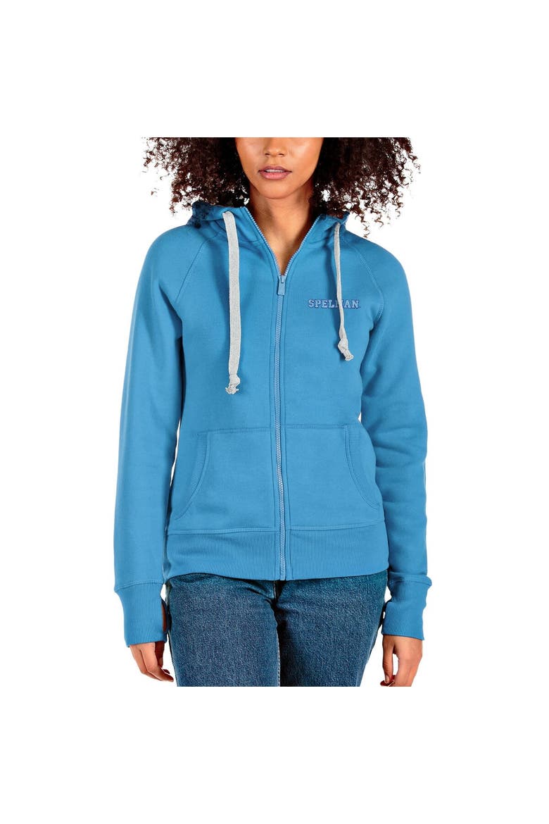 Women's Antigua Light Blue Spelman College Jaguars Victory Full-Zip Hoodie, Main, color, Light Blue