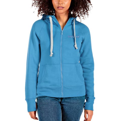 Women's Antigua Light Blue Spelman College Jaguars Victory Full-Zip Hoodie