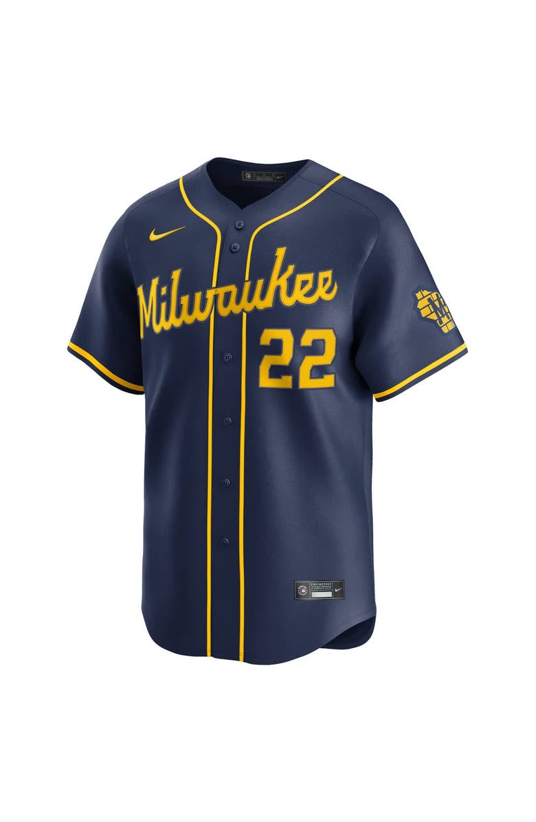 Nike Men's Nike Christian Yelich Navy Milwaukee Brewers Alternate Limited Jersey, Alternate, color, Navy