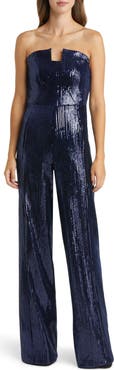 Black Halo Lena Sequin Strapless Jumpsuit