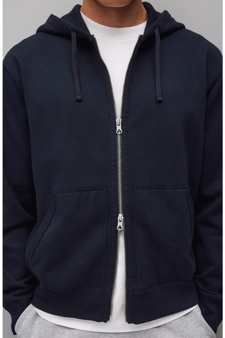 Midweight Terry Standard Full Zip Hoodie, Alternate, color, NAVY