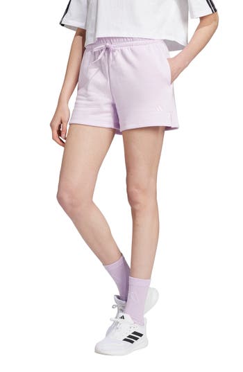 Shop Adidas Originals Adidas Performance Fleece Shorts In Ice Lavender/bliss Lilac