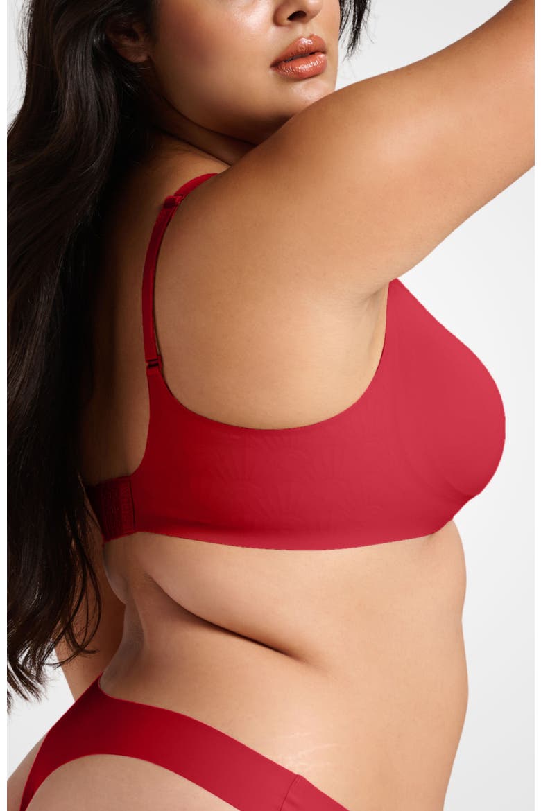 No-Show V-Neck Bra, Alternate, color, Red