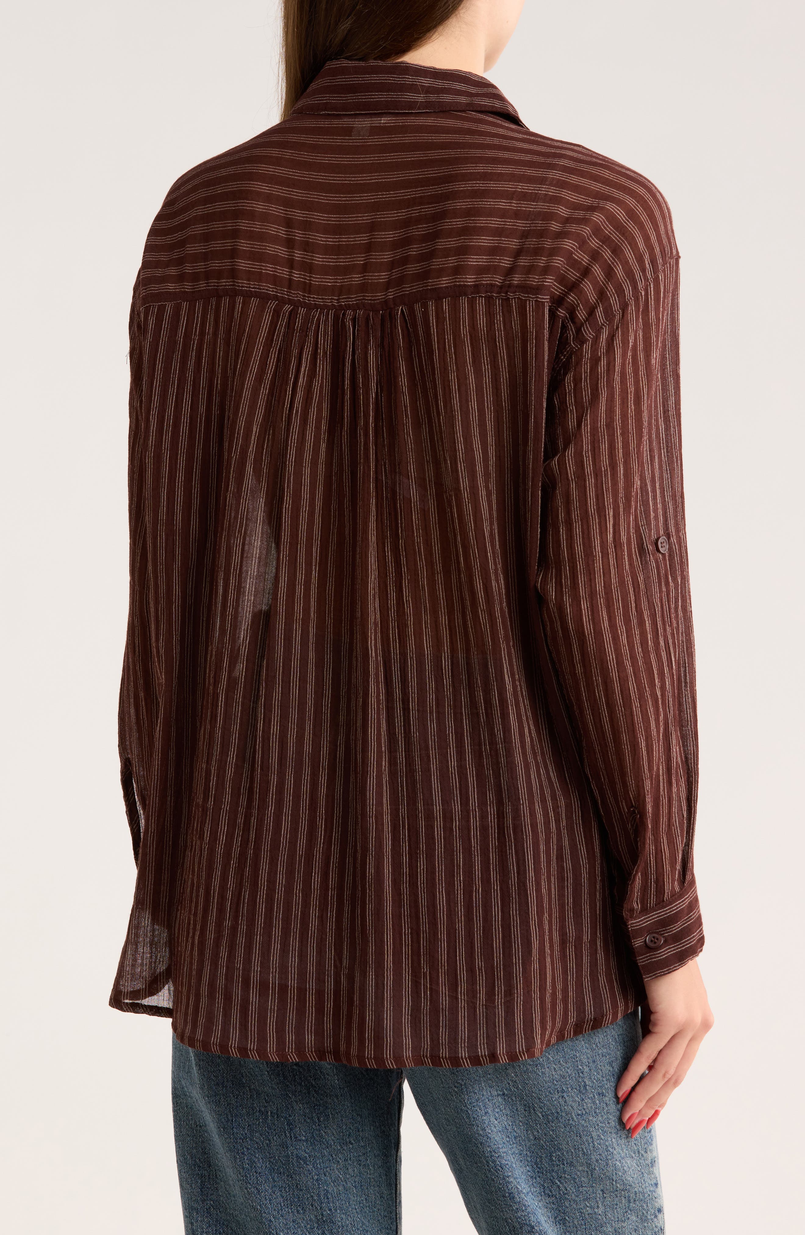Stripe Cotton Button-Up Shirt - image 4