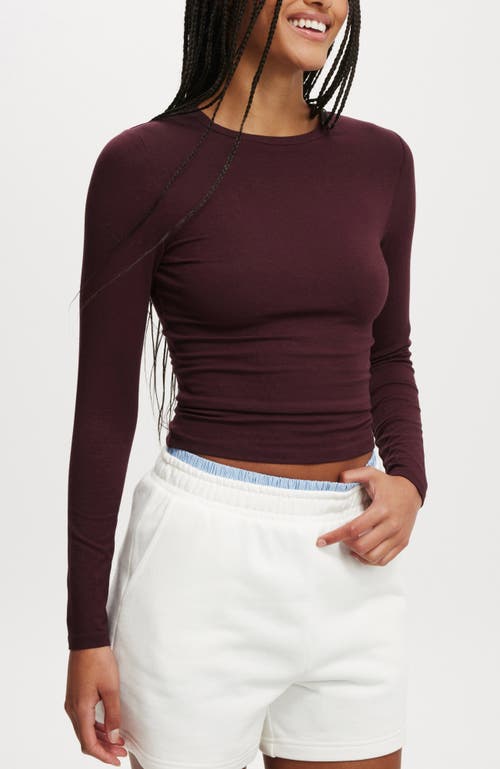 Cotton On All Day Crew Long Sleeve In Choc Cherry