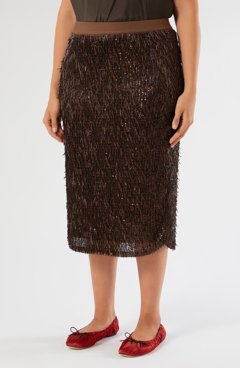 Marina Rinaldi Attore Sequin Skirt, Main, color, Cocoa