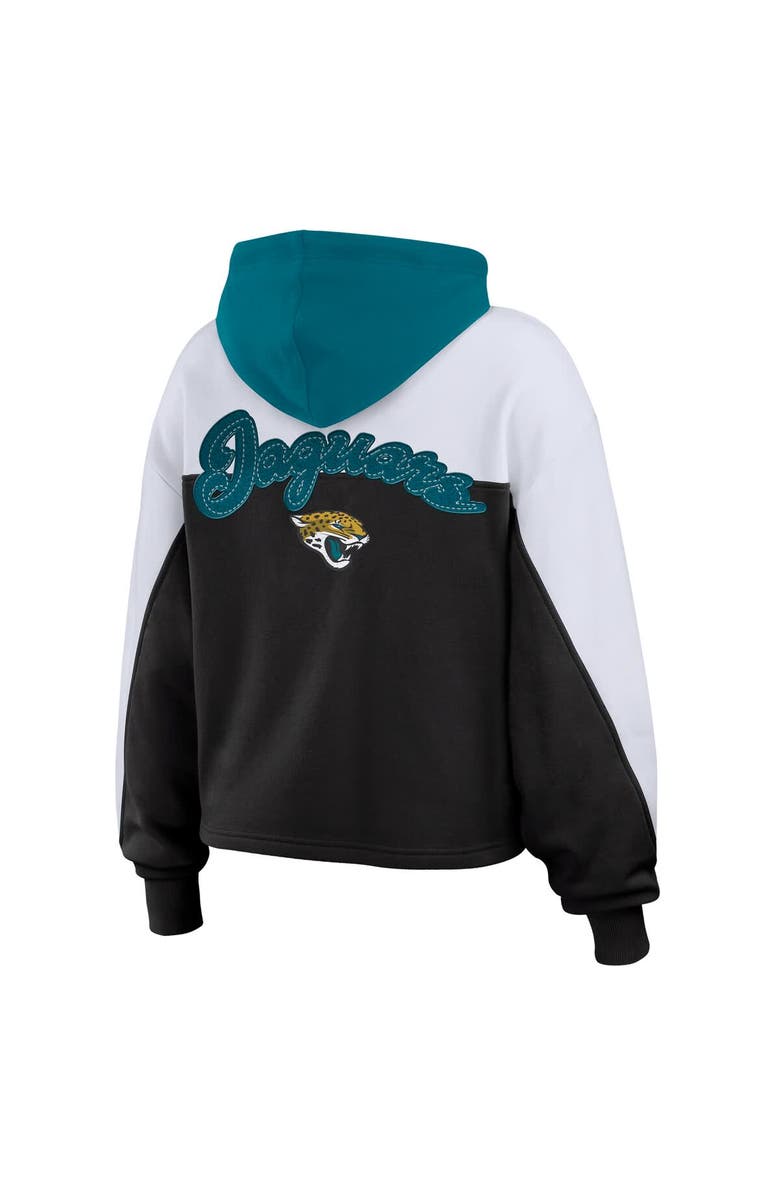 WEAR by Erin Andrews Women's WEAR by Erin Andrews Black/White Jacksonville Jaguars Color Block Full-Zip Hoodie, Alternate, color, 
