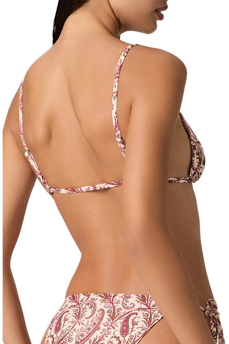 Cameron Tie Front Triangle Bikini Top, Alternate, color, CREAM MULTI
