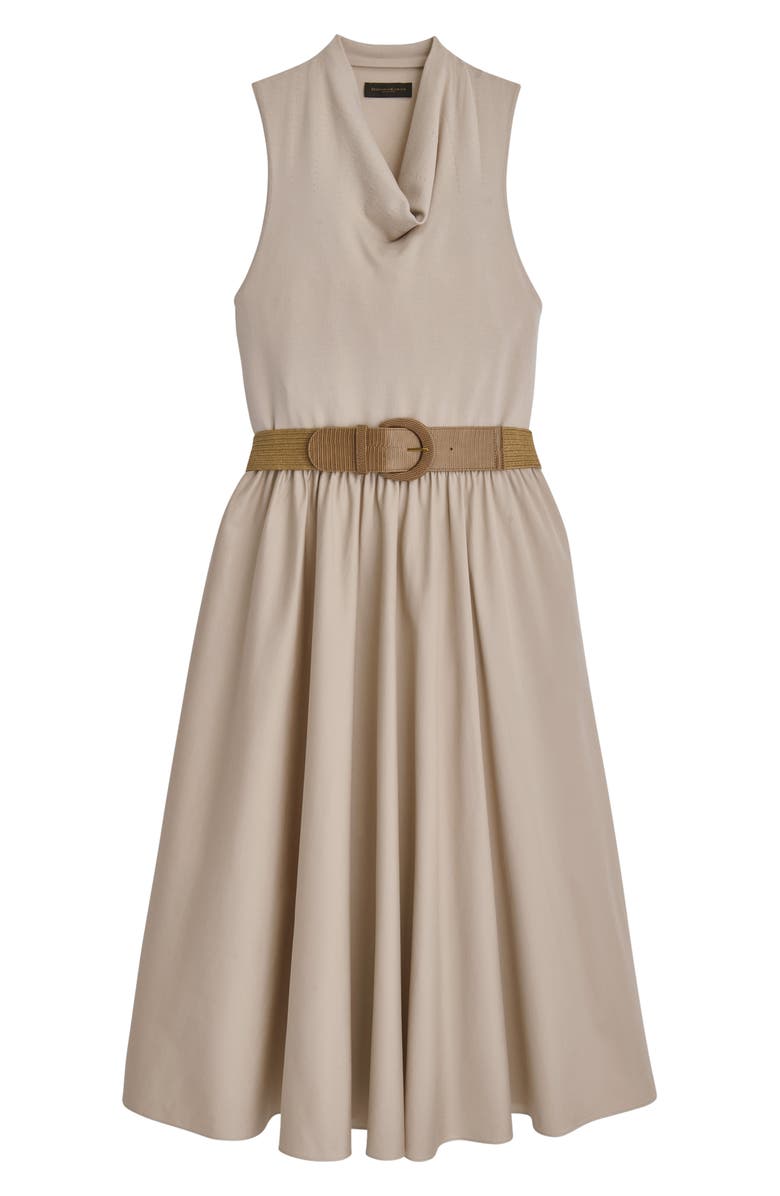 Donna Karan New York Cowl Neck Mixed Media Midi Dress, Alternate, color, Sand/ Sand